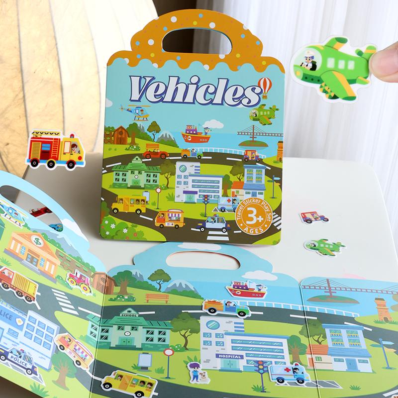 Sticker Reusable Book For Kids Vehicles Truck Multi-Theme Bubble Sticker Jelly Stickers Educational Learning Toys For Children