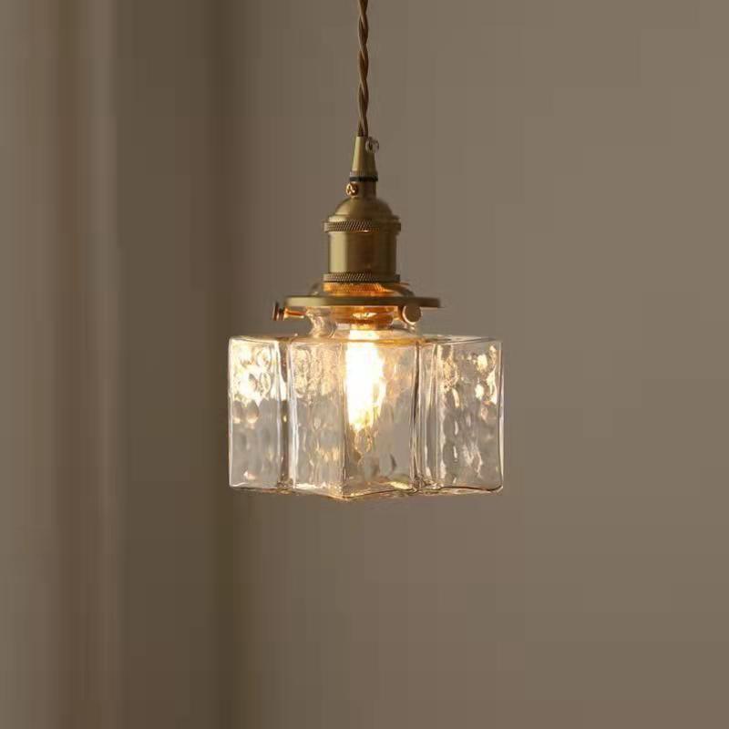 Japansk hjemmedekorasjon i glass anheng Lampe Vintage Messing Rustikk Led-tak hengende lys for soverom Spisebord lysekroner