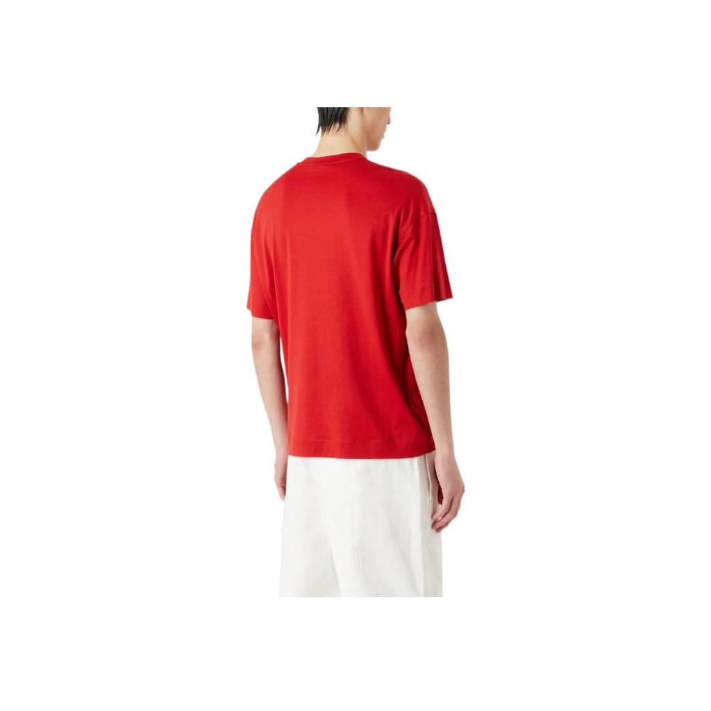 Emporio Armani SS23 Logo Letter Decorative Short Sleeve T-Shirt Men Tops Red 3R1TV21-JUVZ-0261