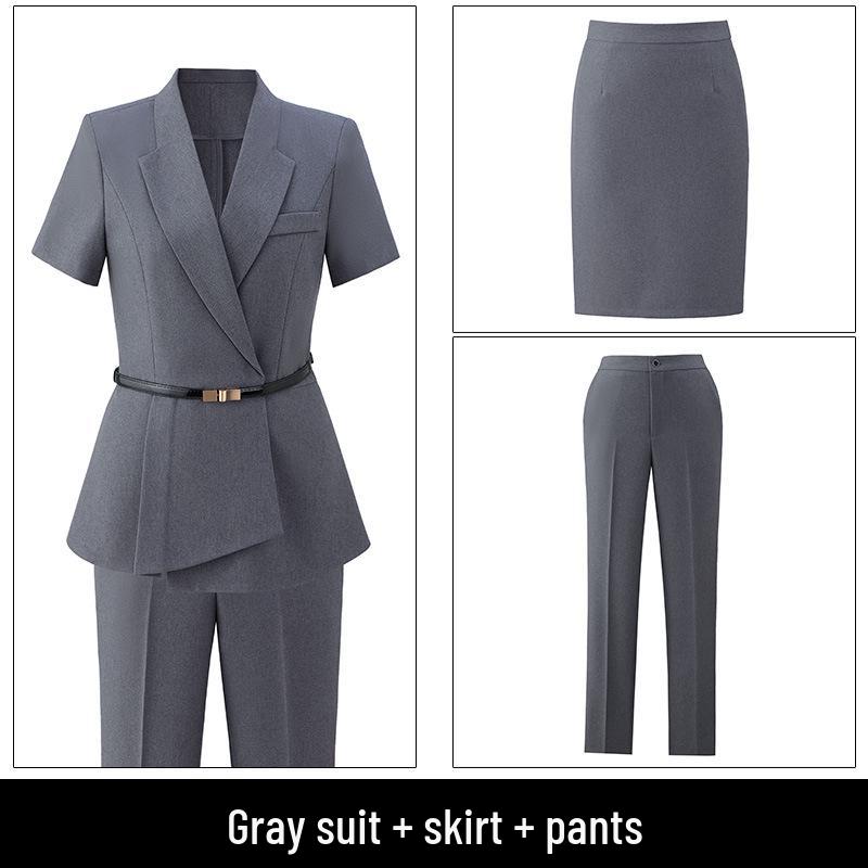 Women's High-End British Style Summer Suit Set - Professional Workwear for Sales Managers