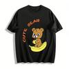Cute Bear Banana Print Kids T-shirt Boys Girls Casual Breathable Crew Neck Short Sleeve Top Pure Cotton T-shirt