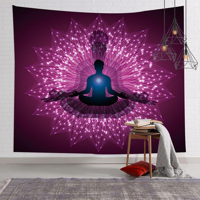 Chakra Yoga Meditation Tapestry, Spiritual Lotus Mandala Wall Hanging, Boho Aesthetic Decor for Dorm Bedroom Yoga Studio