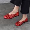 Johnature Genuine Leather Slip-on Shoes Hollow Out Breathable Soft Bottom Women's Flat Sandals