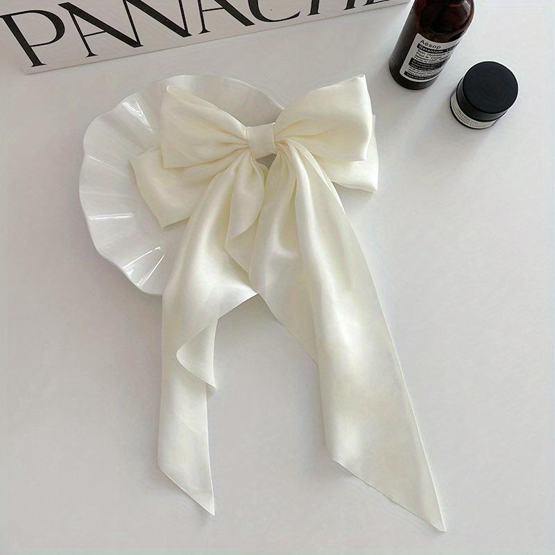 Elegant Fabric Bow Tie Hair Clip, Solid Color Duck Bill Long Streamer Hair Accessory, Single Piece Sweet Style Hairpin for Women