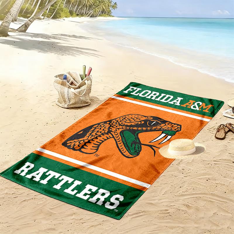 Florida A&M Rattlers Print Beach Towel, Large Soft Quick Dry Towel for Beach Camping Swimming