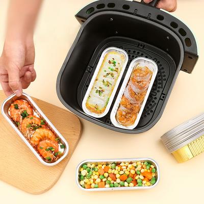 5 Pezzi Ciotola in Carta Stagnola per Friggitrice ad Aria Alluminio Casa Forno Torta Rettangolare Stampo da Forno Scatola in Carta Stagnola Tazza