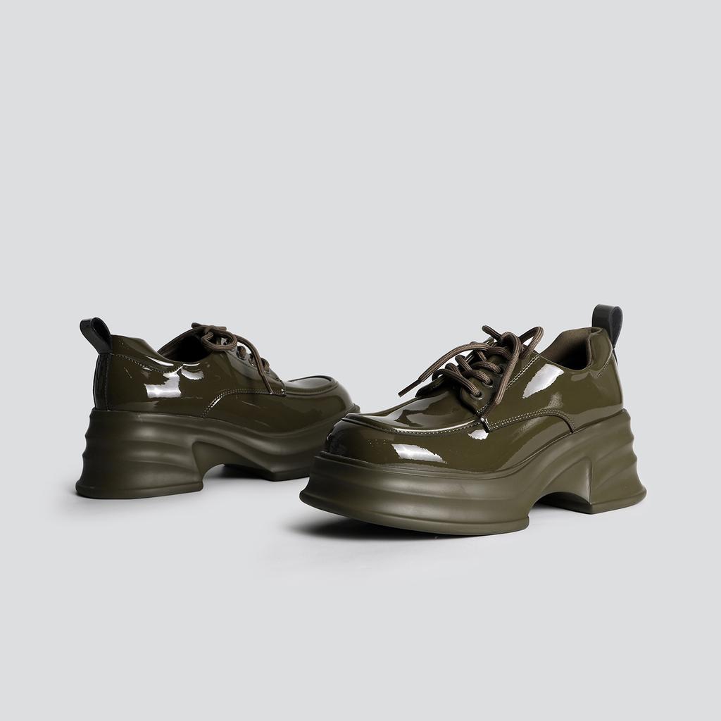 Korean version of thick-soled sweet wind versatile solid color thick-heeled small leather shoes for women 2025 spring new daily comfortable single sho