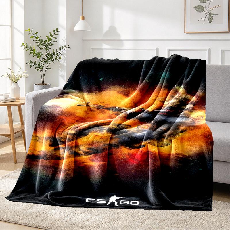 Counter Strike Pattern Blanket for Home Decoration, Bed, Sofa, Car Travel, Camping, Suitable for All Seasons, Birthday Christmas Gift