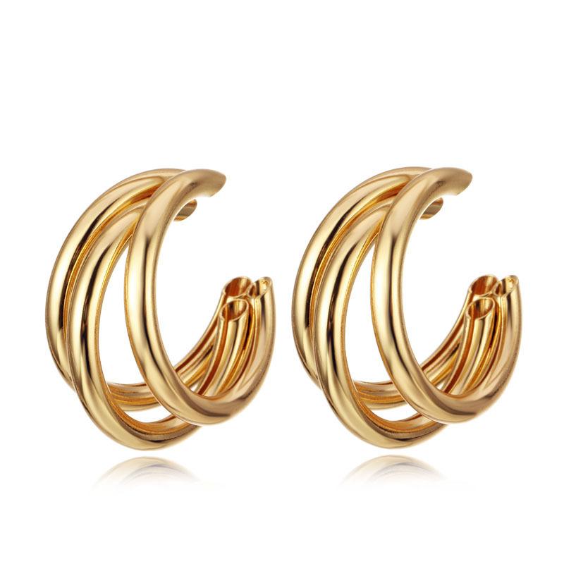 

Asymmetrical Circle Popular Earrings For Women Modern Geometric Design Alloy