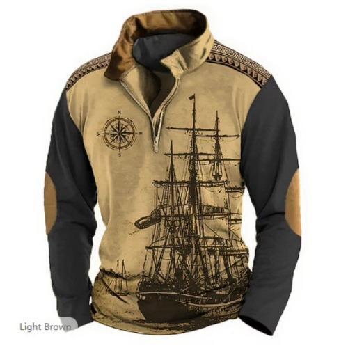 Fashion Men's Sweatshirt 3d Printed Half Zip Men's Polo Shirt
