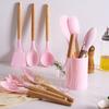 Kitchen Utensils Set 12 Pieces Nonstick Silicone Cooking Utensils Wood Handle Silicone Cooking Utensils Set With Holder Dishwasher Safe
