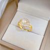 Real Gold Light Luxury Full Diamond Personalized Ring Opening Adjustable Simple Jewelry Japanese Ring Couple Ring
