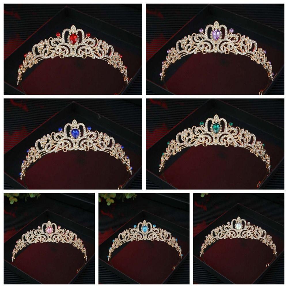 Trendy Vintage Baroque Crown Golden Shiny Queen Tiara Crown Hair Ornaments Alloy Ancient Greece Tiara Party