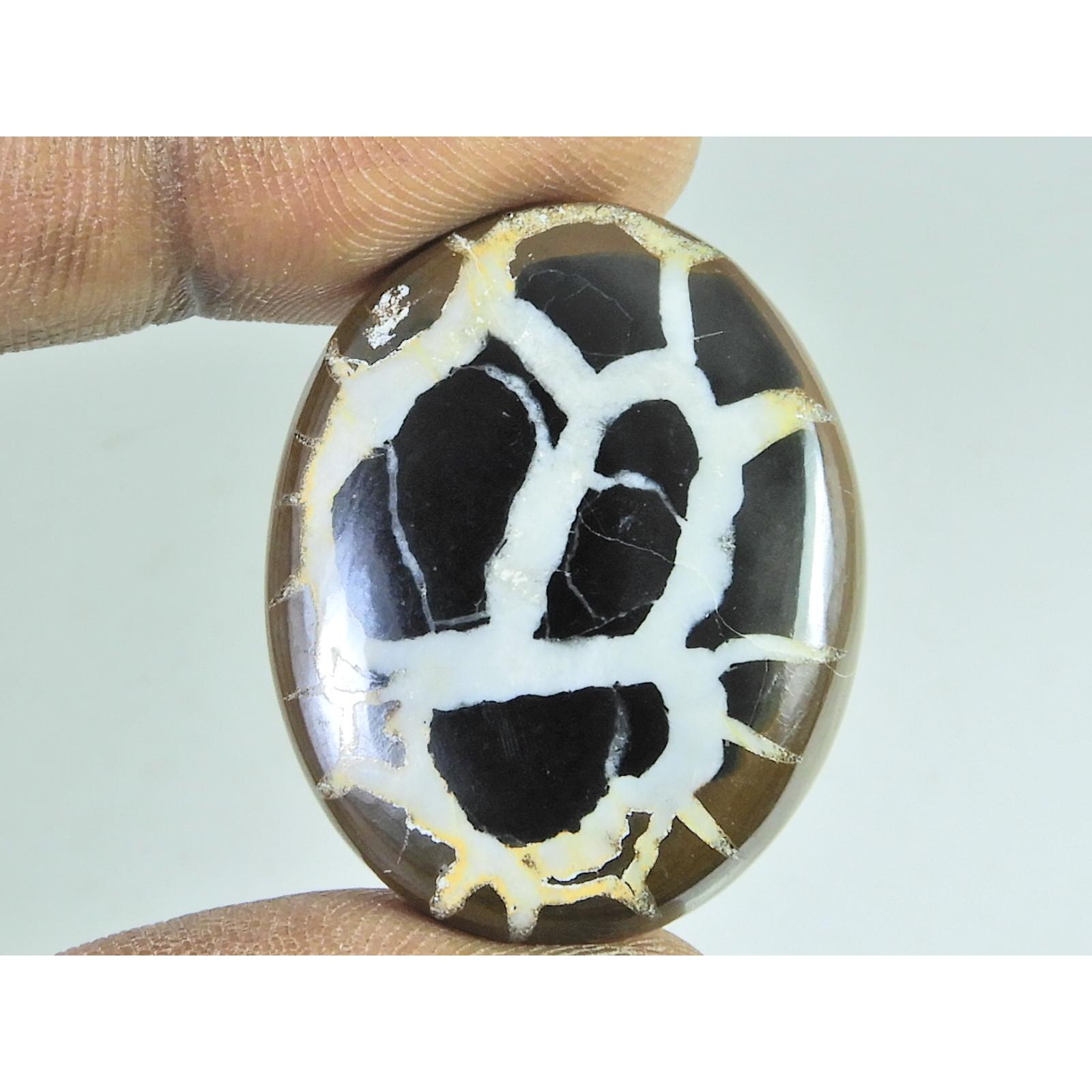 55 карат. Натуральный черный септариановый овальный кабошон, россыпной драгоценный камень 27X33X07 мм B-391