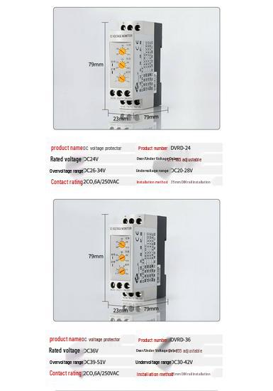 GINRI DVRD-DC Voltage Protector Relay for 12/24/36/48V - Over/Under Voltage Protection.