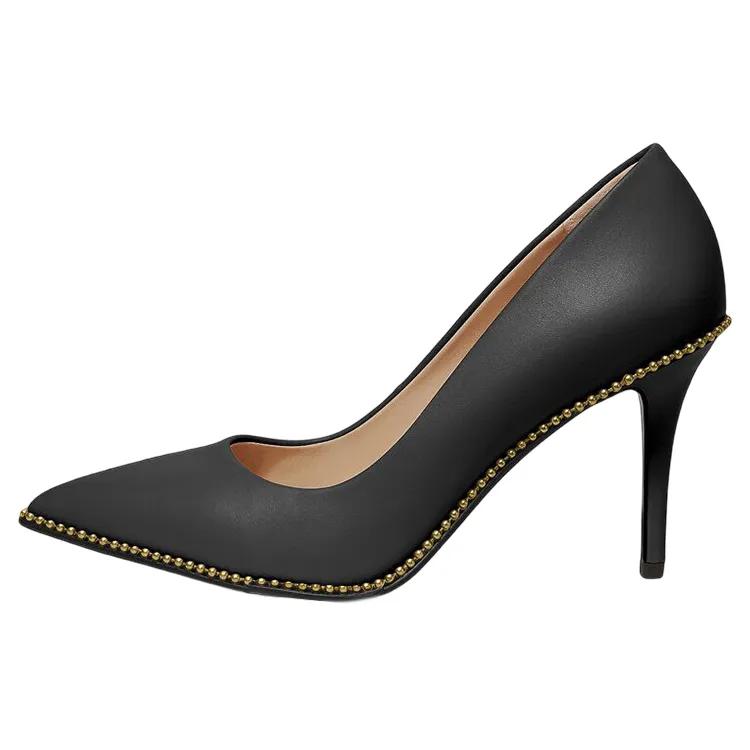 COACH Waverly Leather Slim Heel High Heels 8.5cm Women's Black (Unisex) High Heels G3935 BLK