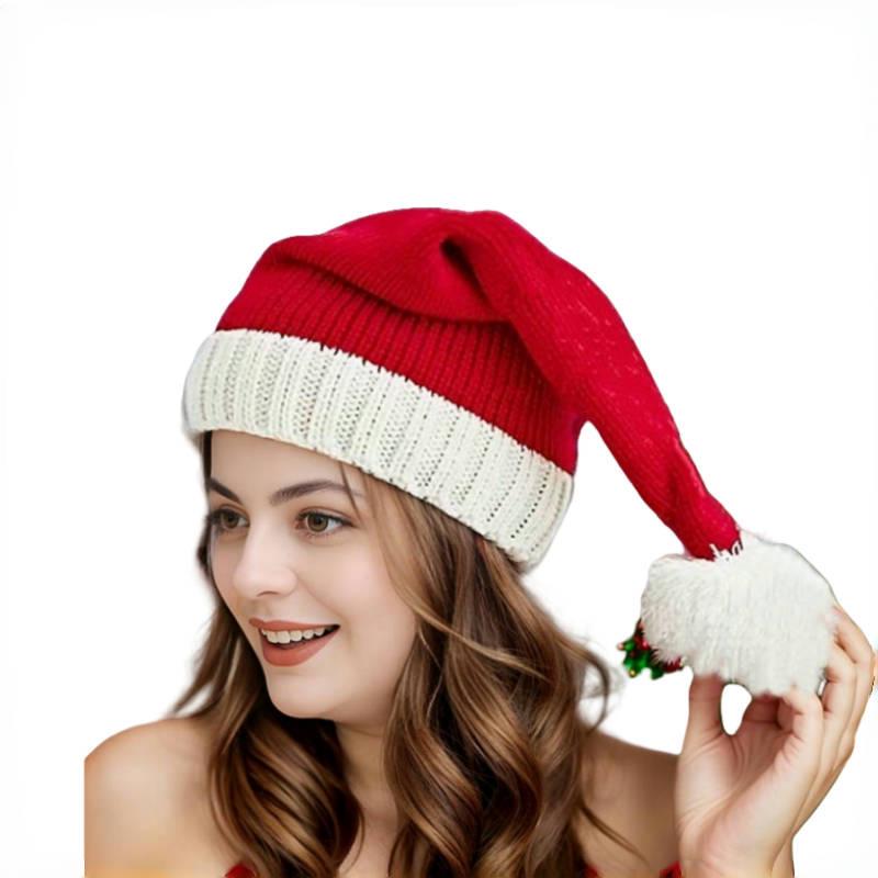 Red Christmas Knit Parent-Child Pom-Pom Hat