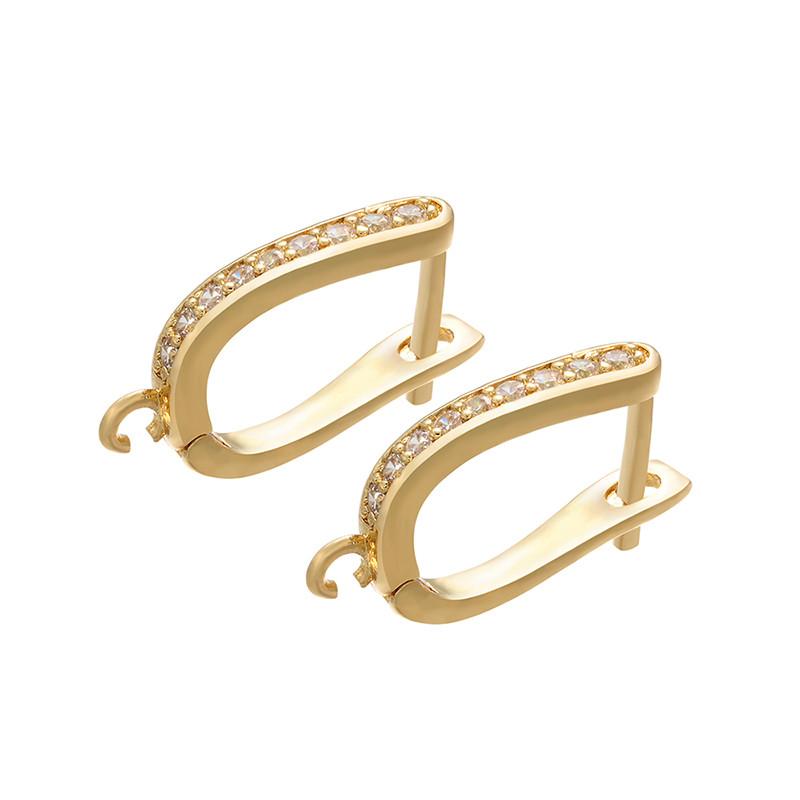 ZHUKOU Brass Gold Earring Hooks Accessories Crystal stud earrings hook for handmade Earrings Jewelry Making VE94