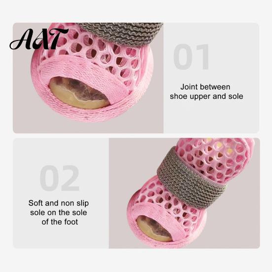 Breathable Mesh Dog Shoes 4Pcs for Hot Pavement, Boots, Summer Easy on Off Boots Paw Protectors with Non-slip Soles Small Medium Dogs Outdoor Walking