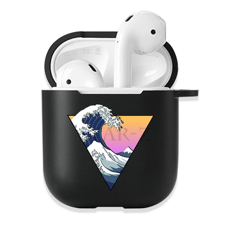 Soft Black Silicone Case for Apple Airpods Pro 3 2 1 The Great Wave of Kanagawa Bluetoooth Wireless Earphone Cases Airpod Cover