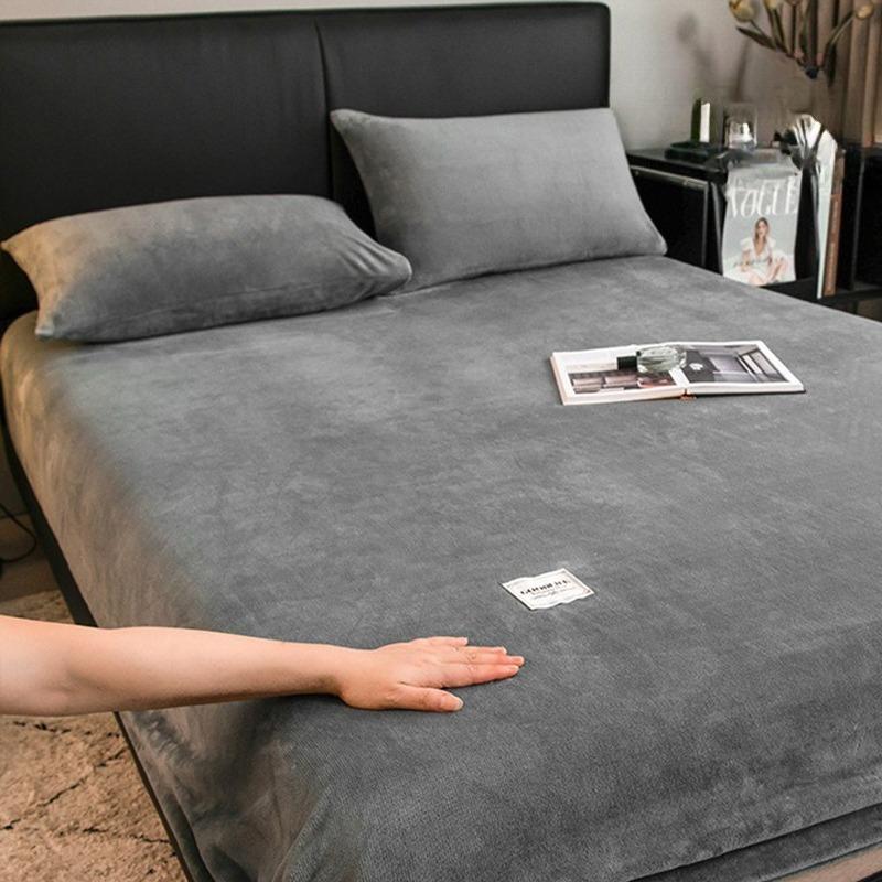 

Мягкая Теплая Плюшевая Простыня на Резинке Цельная Полностью Закрывающая Фиксированная Пылезащитная Наматрасник Эластичная Мягкая Простыня Эластичная Лента 2xPillowcase NOSHEET