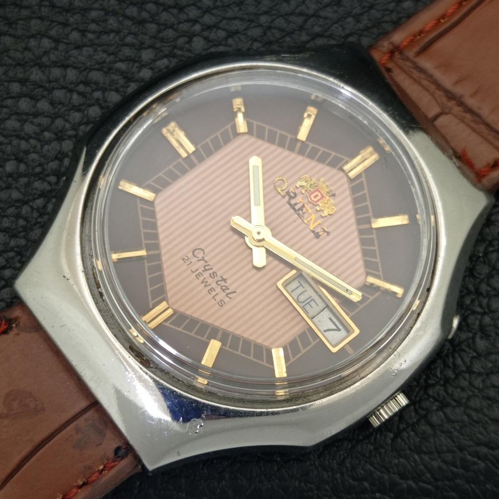 JAPAN VINTAGE ORIENT CRYSTAL 46941 AUTOMATIC MENS ORIGINAL DIAL WATCH a706956-1
