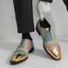 Men Derbys Gold Color Wedding Dress Dance Shoes Leather Shoes Business Formal Shoes Tuxedo Prom Blazers Shoes Large Size