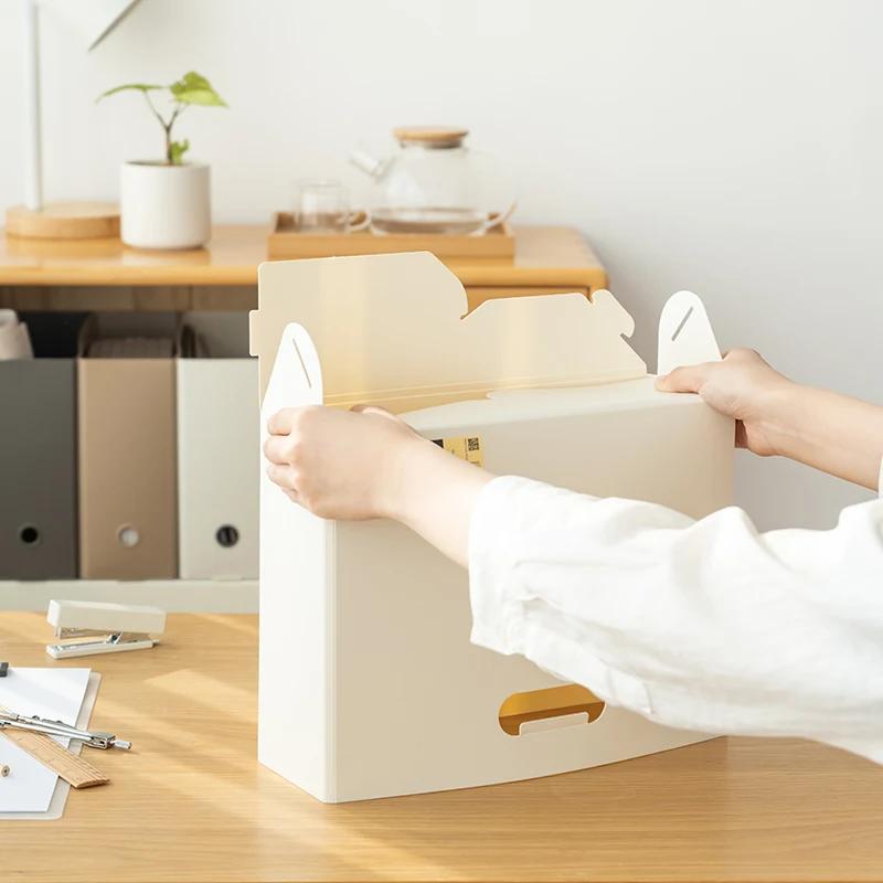 1pcs Foldable Large Capacity Desktop Bookcase Bookends File Storage Box Learning Office Data Folder Book File Organizer