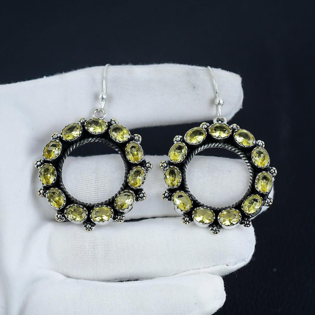 Wunderschöne Citrin Edelstein Ohrringe, 925 Sterling Silber Ohrringe, Handgefertigter Boho Silberschmuck Hängeohrringe, Erntedankgeschenk