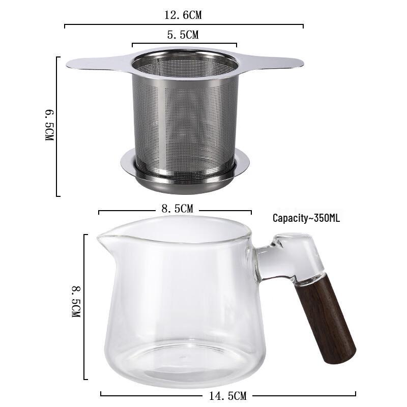 Wooden Handle Heat-Resistant Glass Fair Cup with Infuser
