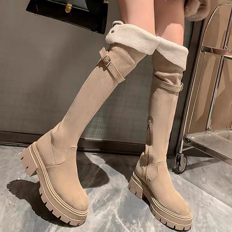 Женские высокие сапоги на платформе — фото 8