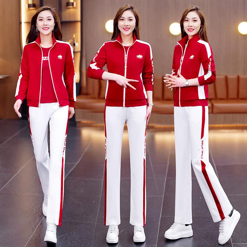 

Женский хлопковый спортивный костюм Woodpecker 2025 весна/осень: Модный комплект-тройка для квадратного танца и повседневной носки M [40-48 kg]