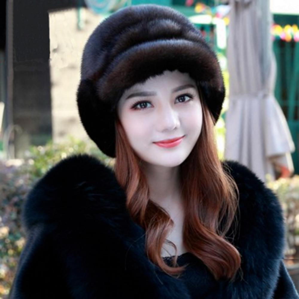New Winter Mink Hat for Women Mink Fur Hat Whole Mink Fur Hat Ear Protection Duck Tongue Wheat Ear Mink Fur Hat