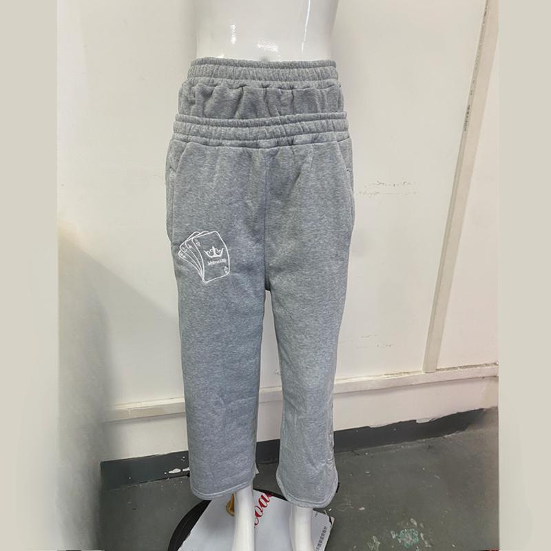 

Y2K Двойная талия Вышивка покерного узора Мужские и женские готические хип-хоп уличные спортивные брюки с длинными штанинами 2XL