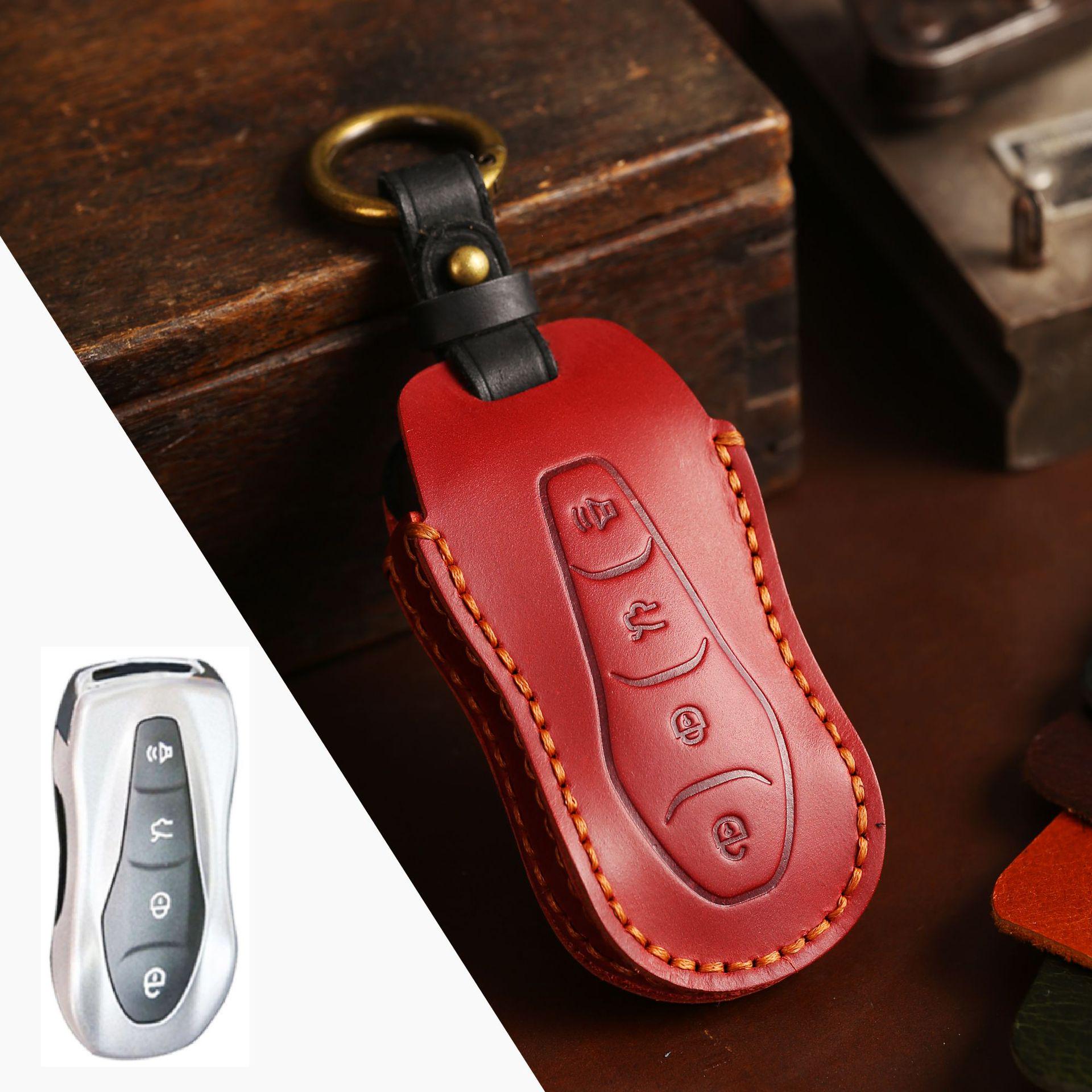 Geely Key Bag: Premium Crazy Horse Leather Cover for Boyue, Dihao, Borui, Xingyue, Binyue, and Binrui Models
