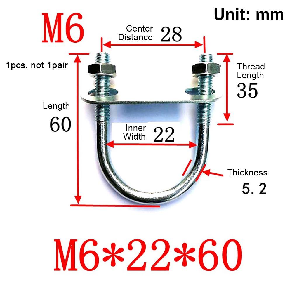 1Pcs New Galvanized Q235 Carbon Steel M8 Round Tube Clamp With Baffle Screws Round Bolt Pipe U-clamp for Round Tube