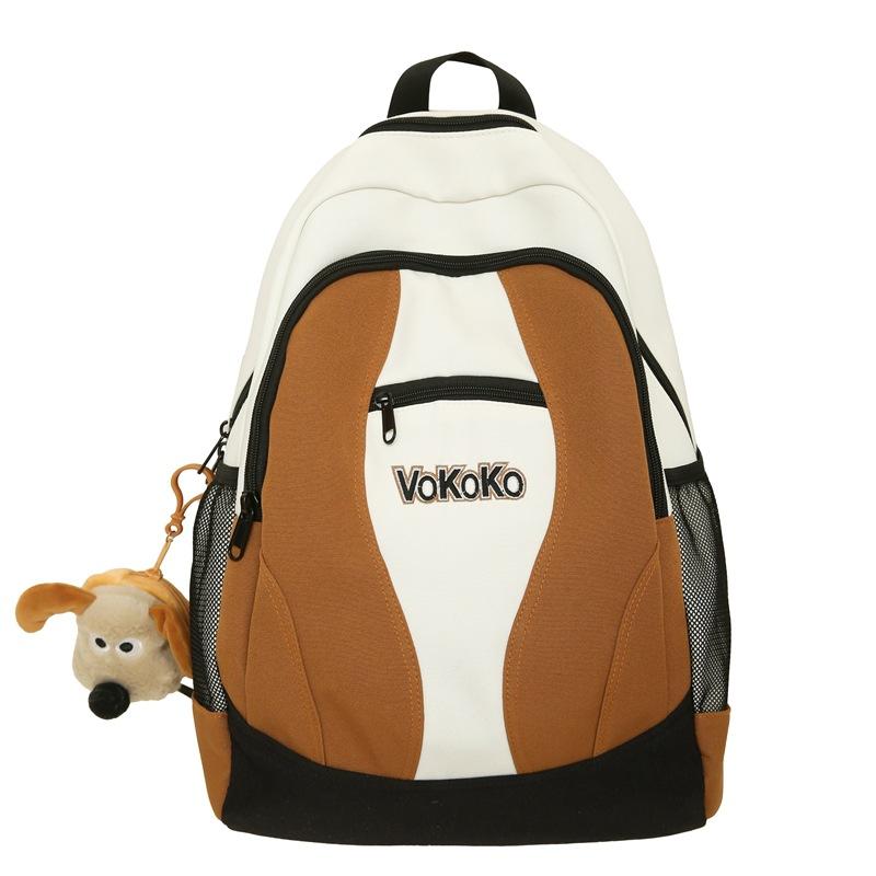 

Новый модный рюкзак контрастного цвета, повседневный рюкзак с буквенным принтом, школьные рюкзаки для мужчин и женщин, простой рюкзак большой вместимости Without pendant коричневый