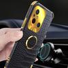 For Xiaomi Redmi 12C 4G Ring Kickstand Leather Coated TPU Anti-drop Case Crocodile Texture 6D Electroplated Phone Cover