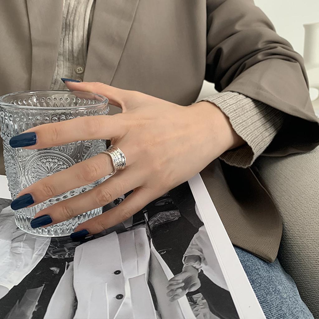 Art Deco Geometric Ring Hip Hop Style Ring Female Ins Cool Letters Personality Exaggerated Retro Random Shape Adjustable Senior Sense Ring