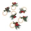 6pcs Pine Cone Napkin Ring Xmas Table Decoration Pine Cones Xmas Napkin Holder for Xmas Wedding