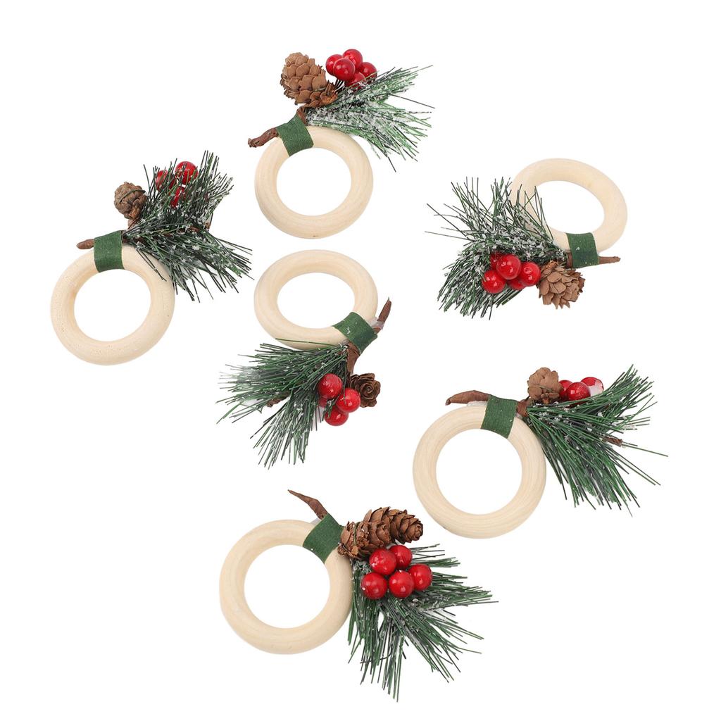 6pcs Pine Cone Napkin Ring Xmas Table Decoration Pine Cones Xmas Napkin Holder for Xmas Wedding