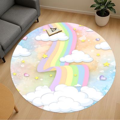 1 Stück Regenbogen Wolke Runde Stuhlmatte Teppich - Rutschfest, Fußmatte für Büro, Schlafzimmer und Innenbereich Dekoration c1125105
