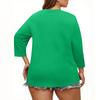 3/4 Length Sleeve Womens Tops Plus Size Button Down V Neck Shirts Blouses Casual Color Loose