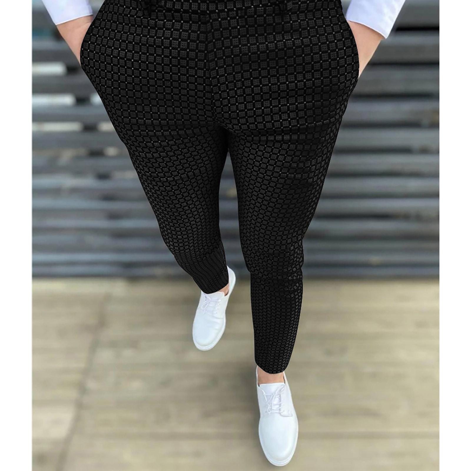 

Чоловічі модні стрейч-штани Приталені брюки в клітку Ділові костюмні штани Повсякденні штани-гольфи L