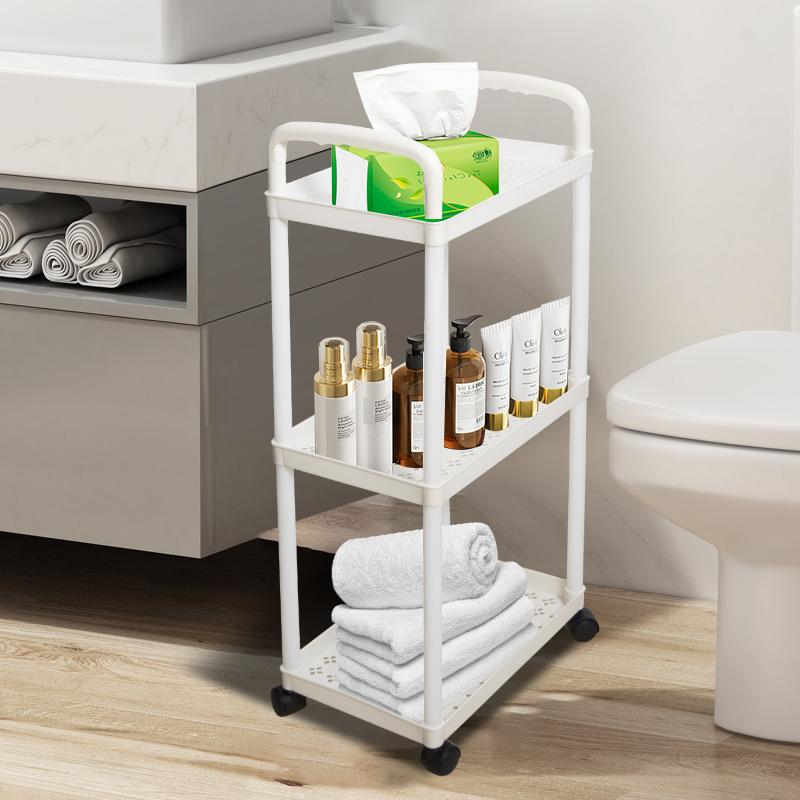 Small Cart Storage Rack with Shelf – Multi-Layer Floor Standing Organizer for Bathroom & Shower Products