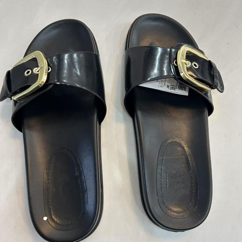 

Fashion Summer Comfortable Moccasin Flat Sandals Women Sexy Open Toe Buckle Design Brand Beach Slippers Big Size Thick Bottom Slippers 42 чёрный