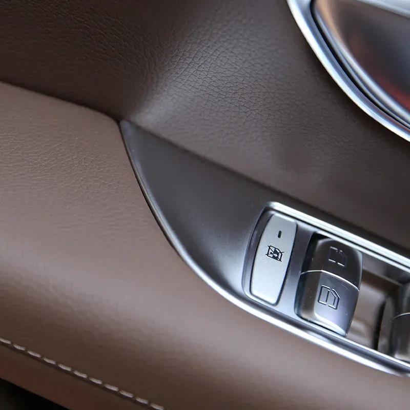 For Mercedes Benz E Class W213 2016- Car Styling ABS Silver Car Door Window Button Cover Frame Trim Sticker Car Accessories
