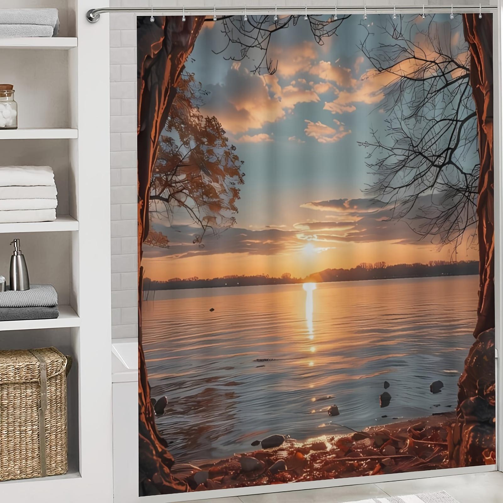 

Sunset Lake Shower Curtain 12 Hooks For Modern Bathroom Decoration W60H190(CM)-1 Pcs