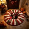 Soft Crystal Velvet Rug 3D Vortex Halloween Rug, Round Optical Illusion Spooky Durable Quilted Circle Ghost Skeleton Area for Living Room Bedroom