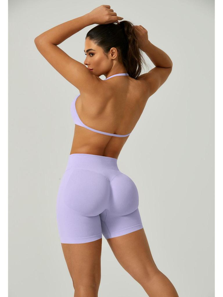 European Halter Neck Seamless Yoga Bra: Sexy, High Elasticity, Matte Finish, Beautiful Back Design